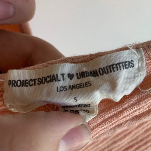 Urban Outfitters Peach Ribbed Lace Up Side Cropped Tank Top - Picture 3 of 8